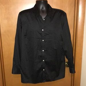 🔥Ralph Lauren black white polka dot top 2x blouse